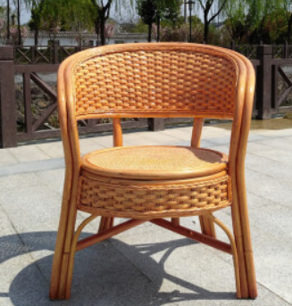 樂(lè)米優(yōu)品 天然真藤椅子 老人陽(yáng)臺(tái)桌椅休閑滕椅單人客廳藤椅茶幾三五件套家具 送坐墊 金黃色椅子一把